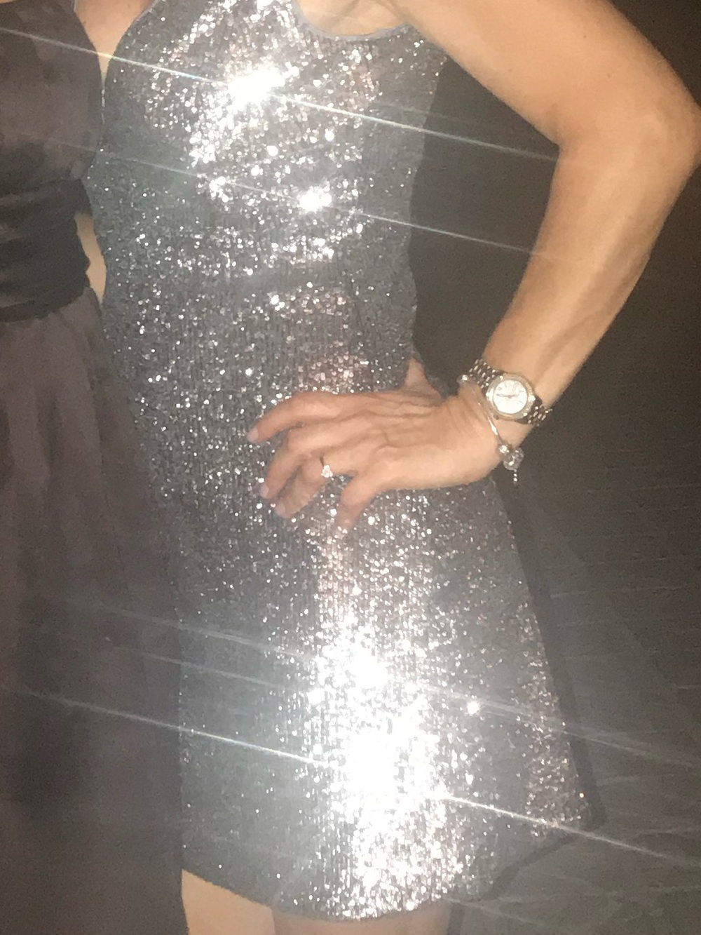 Bardot Silver Sequin Strapless Mini Dress